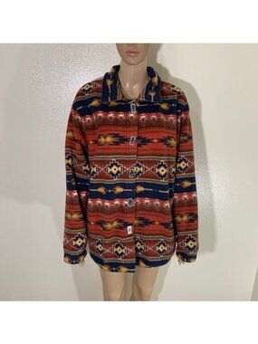 Angderson Arizona Southwest Aztec Button Fleece Sweater Western Polyester Sz M